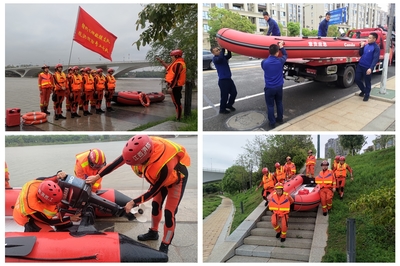 贛州市消防救援支隊章貢區大隊組織開展防汛抗洪裝備檢查并演練